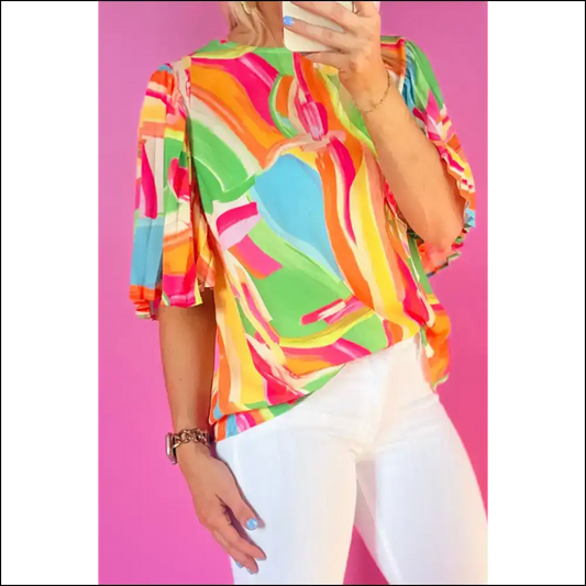 Needful Things Multicolour Abstract Print: Hide your Crazy Blouse! ?️ - s - Blouses on Sale Worldwide Shipping