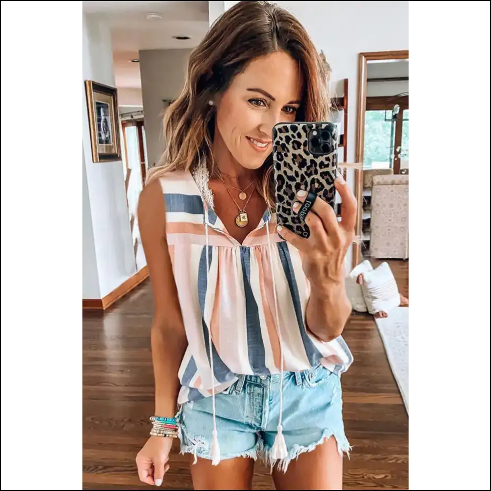 Needful Things: Neck Sleeveless Tank - Stripe Tease! 🤪 Colorful Striped - Shirts Tops on Sale Worldwide Shipping