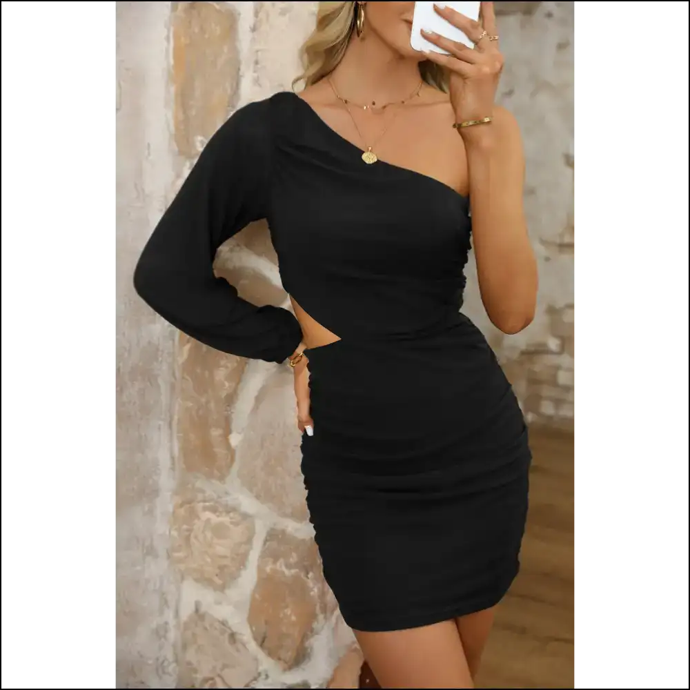 Needful Things: one Shoulder Bodycon Mini Dress – Warning: May Cause Excessive Slaying 🖤 - Short Dresses on Sale Worldwide Shipping