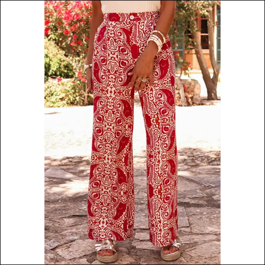 Needful Things: Paisley Pants - Dangerously Chic Red High. 🔥 High Waist Alert! - s - on Sale Worldwide Shipping
