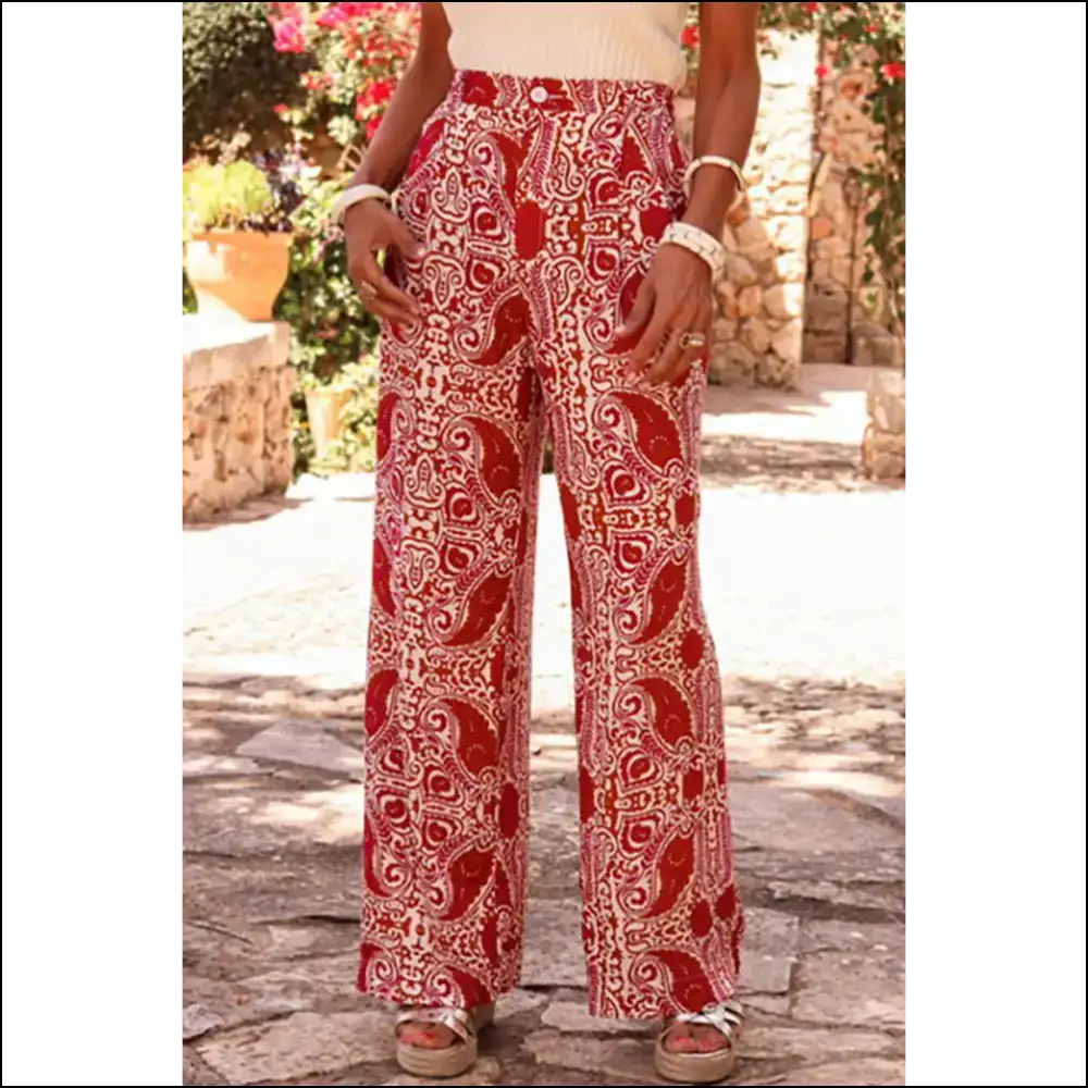 Needful Things: Paisley Pants - Dangerously Chic Red High. 🔥 High Waist Alert! - on Sale Worldwide Shipping