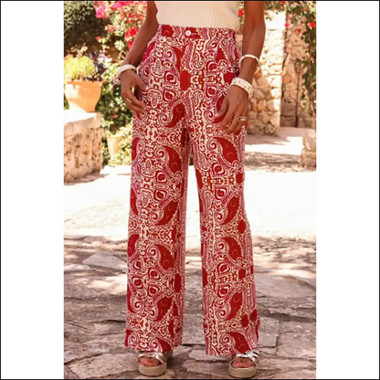 Needful Things: Paisley Pants - Dangerously Chic Red High. 🔥 High Waist Alert! - on Sale Worldwide Shipping