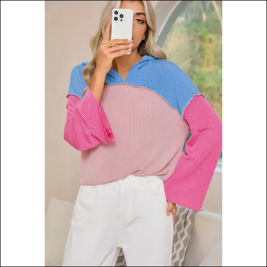 Needful Things: Pink Color Block Hoodie – so Fetch! 💖 - s - Sweatshirts & Hoodies on Sale Worldwide Shipping