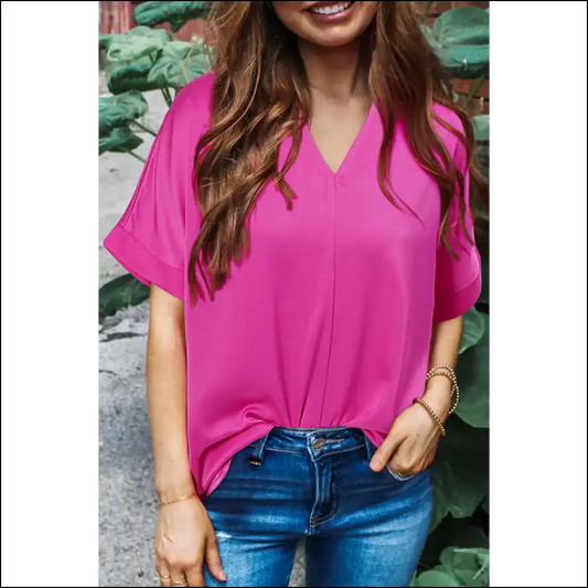 Needful Things: Pink Panic! the V-neck Dolman Sleeve Top you Need 💖 - Bright / s - Blouses on Sale Worldwide Shipping