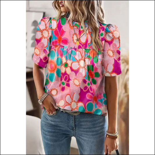 Needful Things: Purple Floral Print Blouse – Bloom Baby Bloom! 💜🌸 - s - Blouses on Sale Worldwide Shipping