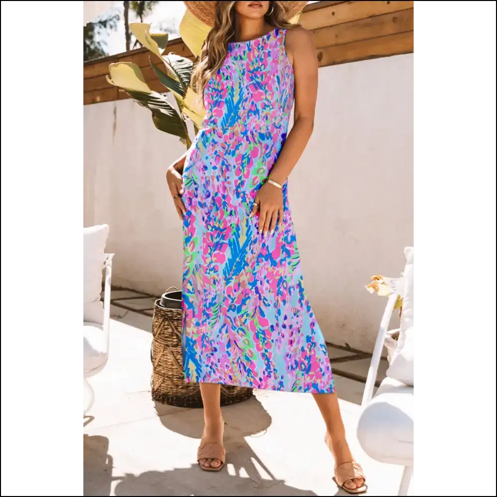 Needful Things: Purple Fluorescent Maxi Dress of Doom! 😈 Sleeveless Perfection - Dresses on Sale Worldwide Shipping