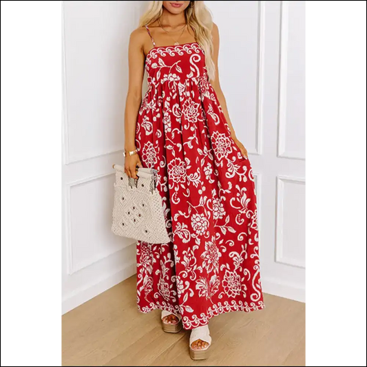 Needful Things: Red Floral Dress - Prepare for Compliments 💃 - s - Maxi Dresses on Sale Worldwide Shipping