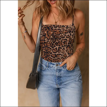 Needful Things: Roar-some Brown Ruched Leopard Bodysuit Alert! 🐆 - s - on Sale Worldwide Shipping