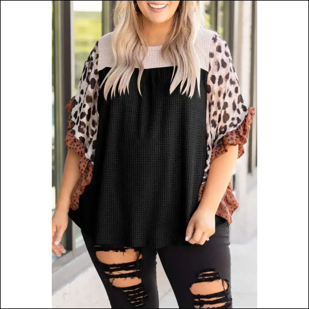 Needful Things: Roar-some Rib Knit Animal Top! 🖤 - Black / 1x - Plus Size Tops on Sale Worldwide Shipping