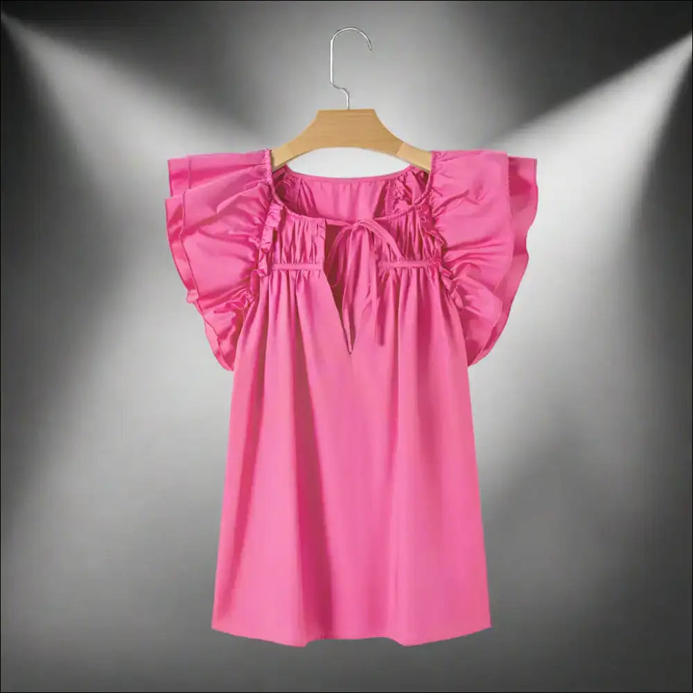 Needful Things: Sachet Pink Ruffle Sleeve Blouse - Dangerously Cute 😈 - s - Blouses on Sale Worldwide Shipping