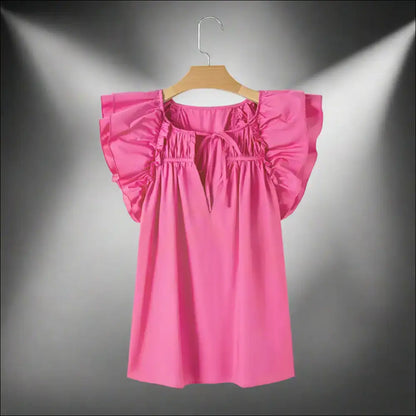 Needful Things: Sachet Pink Ruffle Sleeve Blouse - Dangerously Cute 😈 - s - Blouses on Sale Worldwide Shipping