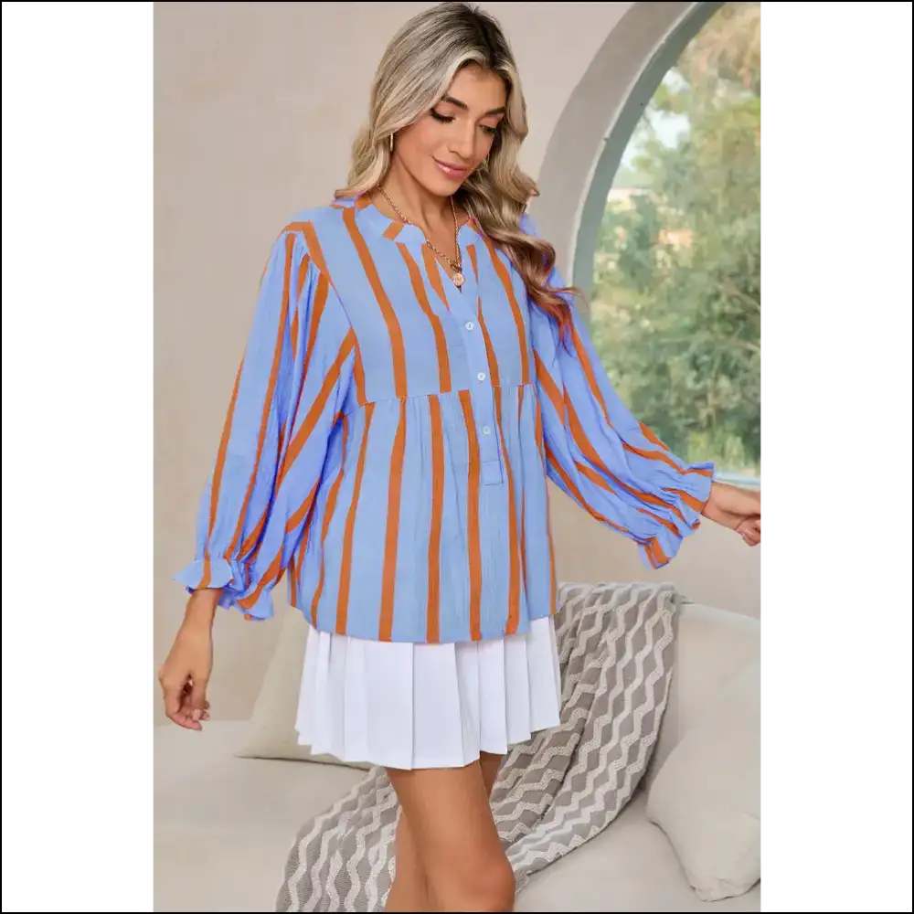 Needful Things: Sky Blue Ruffle Sleeve Blouse - from ?Meh’ to ’ Yeah!’ 😜 - Black / s - Blouses on Sale Worldwide Shipping