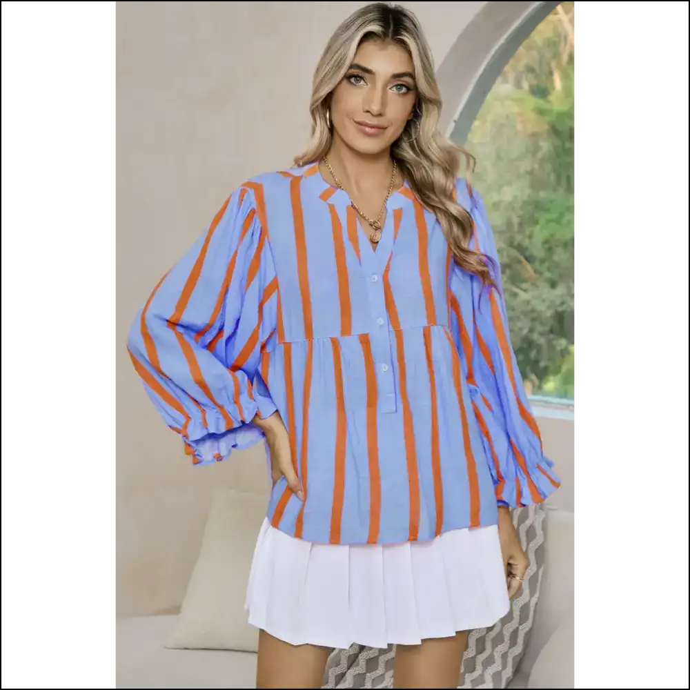 Needful Things: Sky Blue Ruffle Sleeve Blouse - from ?Meh’ to ’ Yeah!’ 😜 - s - Blouses on Sale Worldwide Shipping
