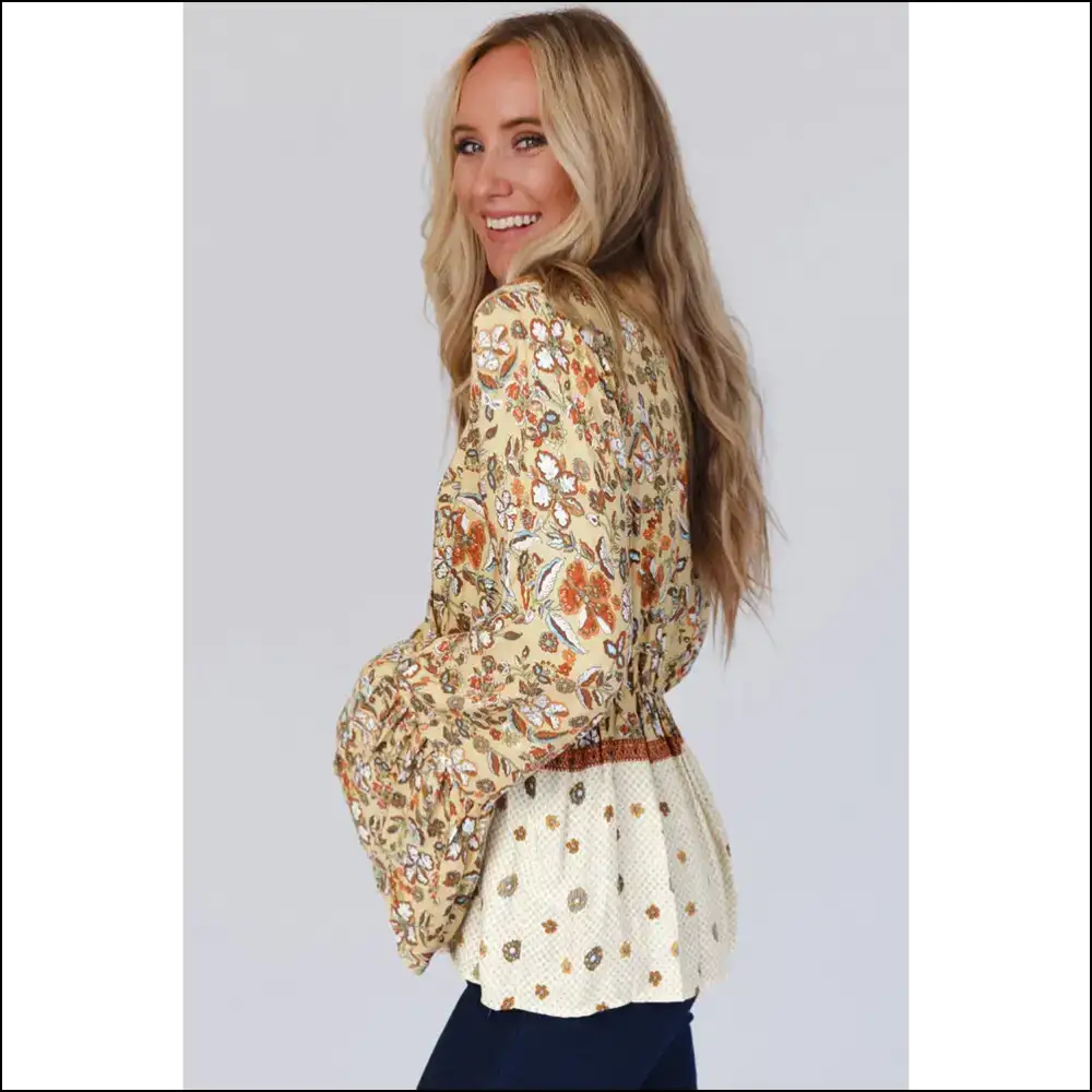 Needful Things: v Neck Bell Sleeve Floral! 🌼 Yellow Power! - Blouses on Sale Worldwide Shipping