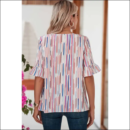 Needful Things: White Abstract Print Disasterpiece (but Chic!) 😈 - Blouses on Sale Worldwide Shipping