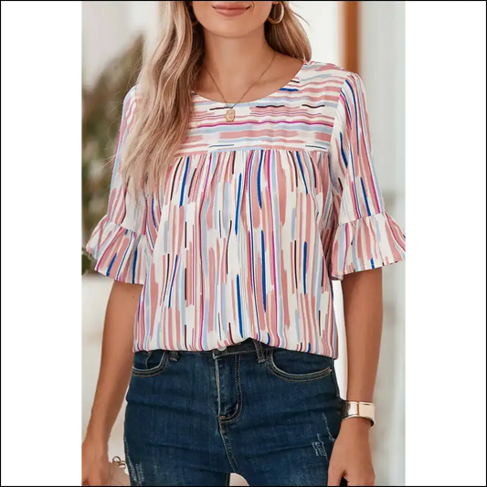 Needful Things: White Abstract Print Disasterpiece (but Chic!) 😈 - s - Blouses on Sale Worldwide Shipping