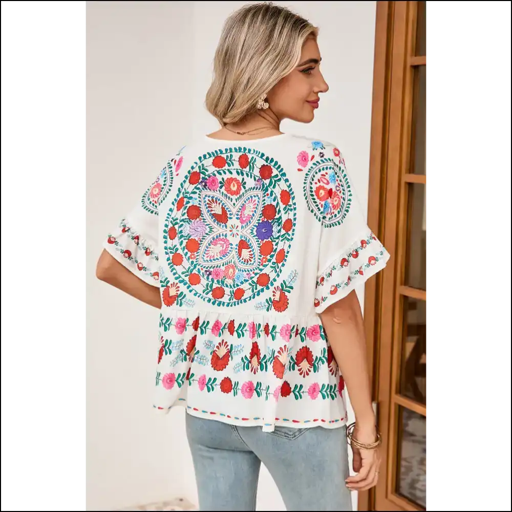 Needful Things: White Boho Floral Disaster Averted! 🌼 - Blouses on Sale Worldwide Shipping