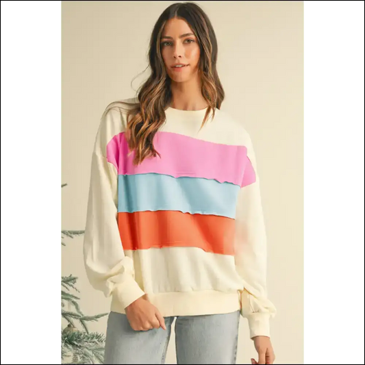 Needful Things: White Colorblock Drop Sleeve Sweatshirt – Finally Fashion 💁‍♀️ - s - Sweatshirts & Hoodies on Sale Worldwide Shipping