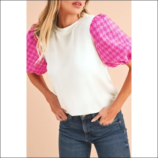 Needful Things: White Tweed Lantern Sleeve Blouse - Bow Down Bitches 👑 - s - Blouses on Sale Worldwide Shipping