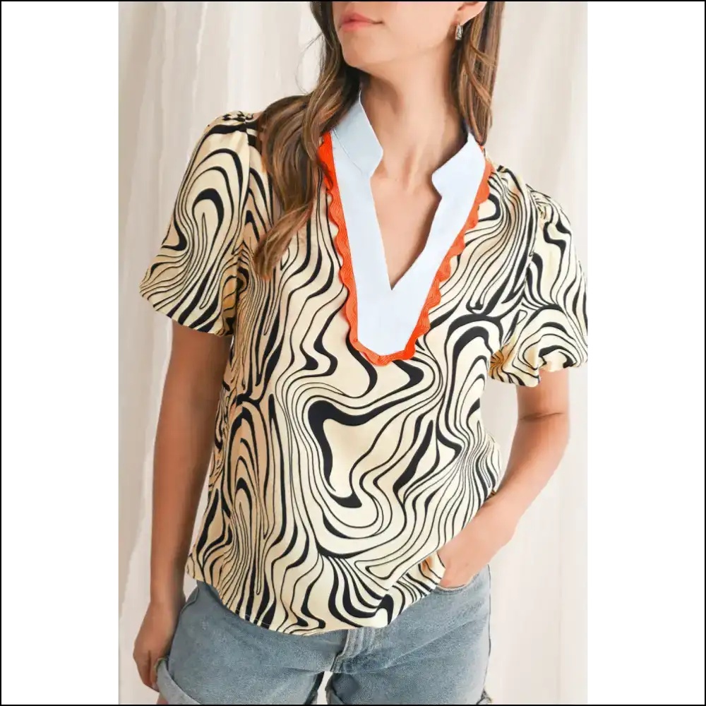 Needful Things: Zebra Puff Sleeve? i Did! 🦓 Unleash the Beast! - White / s - Blouses on Sale Worldwide Shipping