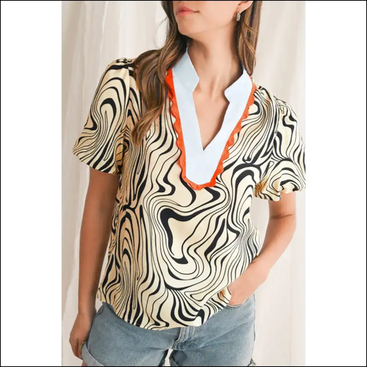Needful Things: Zebra Puff Sleeve? i Did! 🦓 Unleash the Beast! - White / s - Blouses on Sale Worldwide Shipping