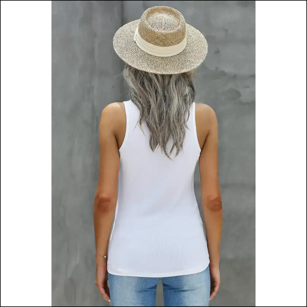 Notched Neck Ribbed Tank: Because who Needs a Anyway? 😂👕 - Tank Tops on Sale Worldwide Shipping