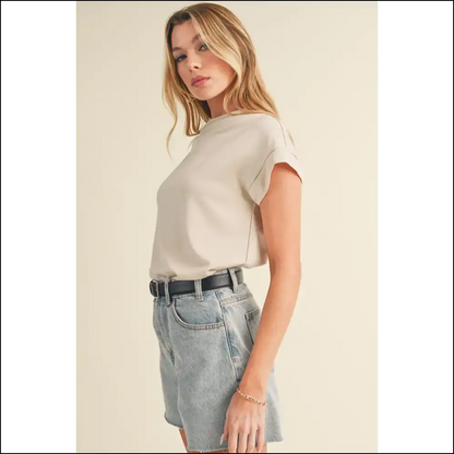 Oatmeal Short Sleeve Chic: Needful Things’ Goddess Top 👑 - Blouses on Sale Worldwide Shipping