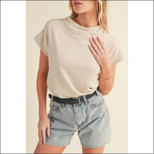 Oatmeal Short Sleeve Chic: Needful Things’ Goddess Top 👑 - s - Blouses on Sale Worldwide Shipping
