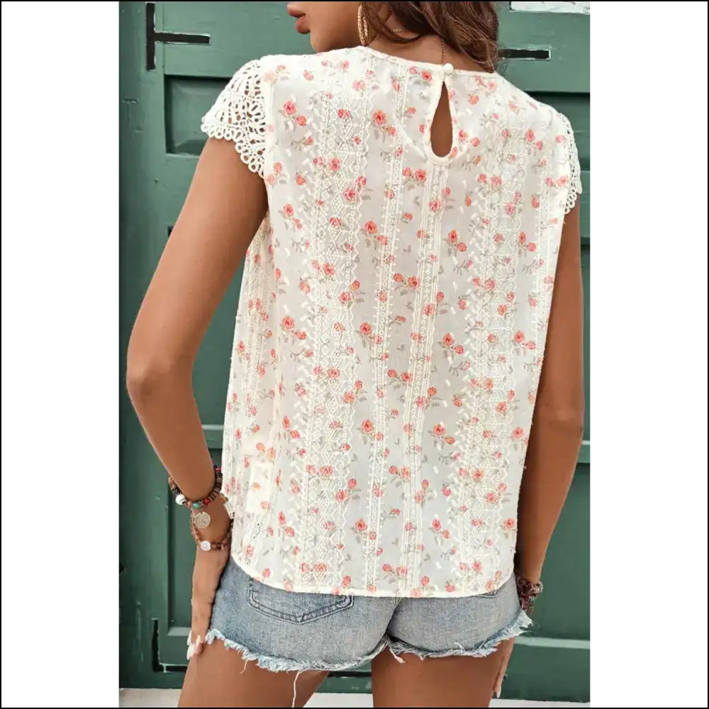 Oops i Bought Another Charming Pink Floral Lace Blouse - Blouses on Sale Worldwide Shipping