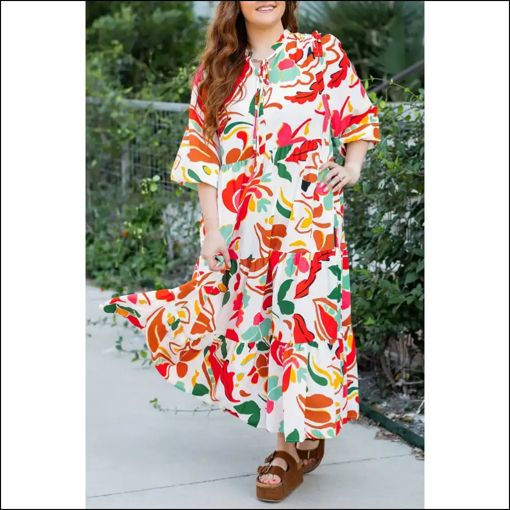 Orange Abstract Tie Dress: Hide your Snacks Honey We’re Going out! 🤪 Needful Things - 1x - Plus Size Dresses on Sale Worldwide Shipping