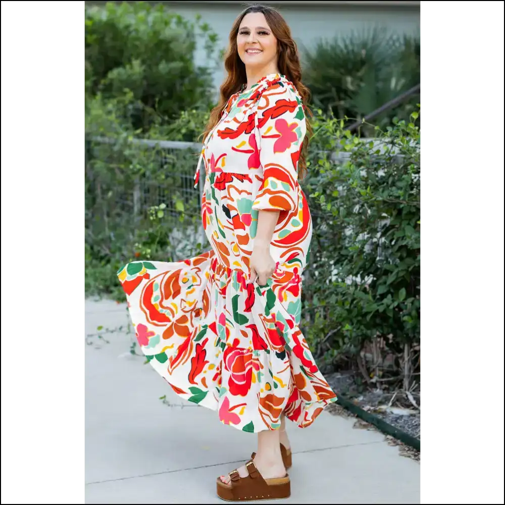 Orange Abstract Tie Dress: Hide your Snacks Honey We’re Going out! 🤪 Needful Things - Plus Size Dresses on Sale Worldwide Shipping