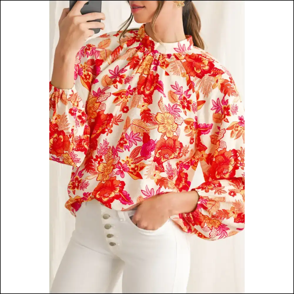 Orange Boho Floral: from Basic to Boujee (needful Things) - s - Blouses on Sale Worldwide Shipping