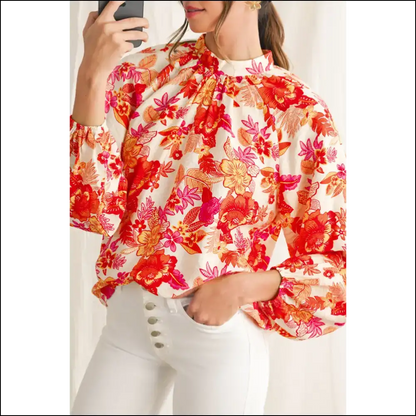 Orange Boho Floral: from Basic to Boujee (needful Things) - s - Blouses on Sale Worldwide Shipping
