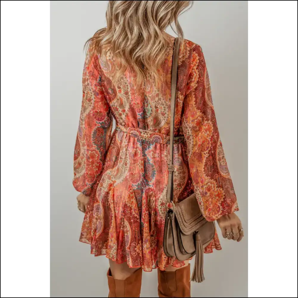 Orange Boho Paisley: Dress Like you Stole it from a Hippie 🍊✌️ Needful Things - Short Dresses on Sale Worldwide Shipping