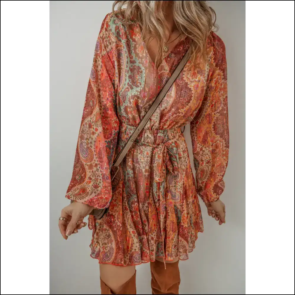 Orange Boho Paisley: Dress Like you Stole it from a Hippie 🍊✌️ Needful Things - Short Dresses on Sale Worldwide Shipping
