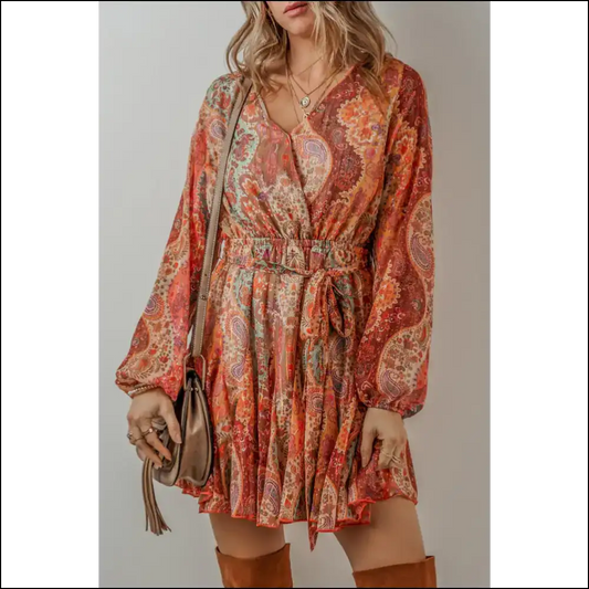 Orange Boho Paisley: Dress Like you Stole it from a Hippie 🍊✌️ Needful Things - s - Short Dresses on Sale Worldwide Shipping