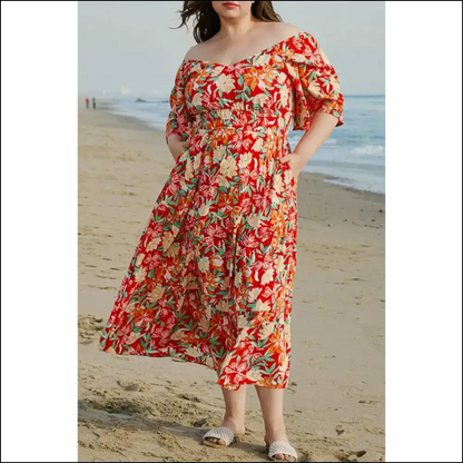 Orange Floral: Dresses that Slay Gorgeous! 🧡 Needful Things - Plus Size on Sale Worldwide Shipping
