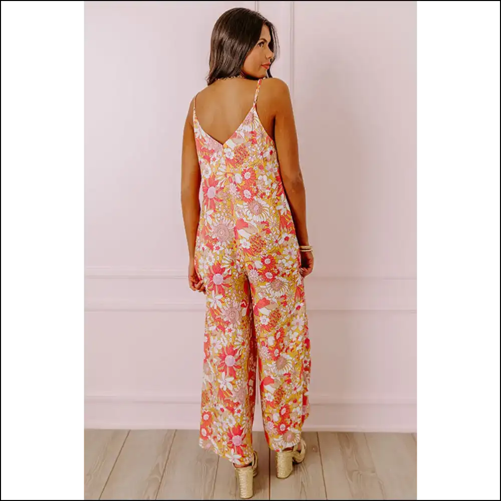 Orange Floral Jumpsuit: Wide Leg? More Like *wide Awake* Legs! 🌼 Needful Things - Jumpsuits & Rompers on Sale Worldwide Shipping