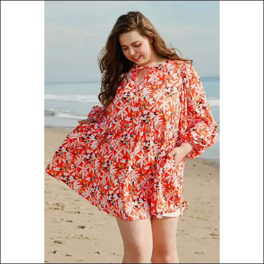Orange Floral Midi Dress: Finally a Dress that Fits my Goddess Energy! 🌼 - Plus Size Dresses on Sale Worldwide Shipping