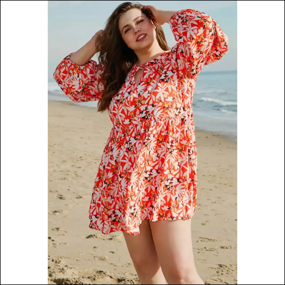 Orange Floral Midi Dress: Finally a Dress that Fits my Goddess Energy! 🌼 - Plus Size Dresses on Sale Worldwide Shipping
