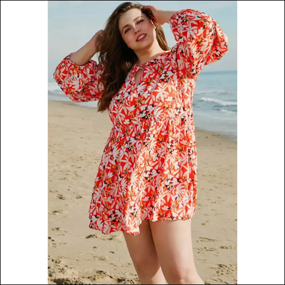 Orange Floral Midi Dress: Finally a Dress that Fits my Goddess Energy! 🌼 - Plus Size Dresses on Sale Worldwide Shipping