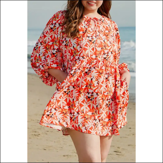 Orange Floral Midi Dress: Finally a Dress that Fits my Goddess Energy! 🌼 - 1x - Plus Size Dresses on Sale Worldwide Shipping