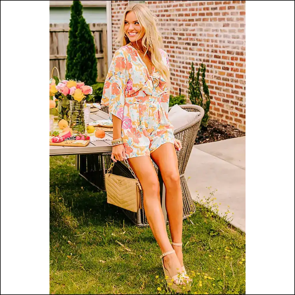 Orange Floral Romper: so Vibrant It’s Practically Illegal 🧡 - Rompers Jumpsuits & on Sale Worldwide Shipping