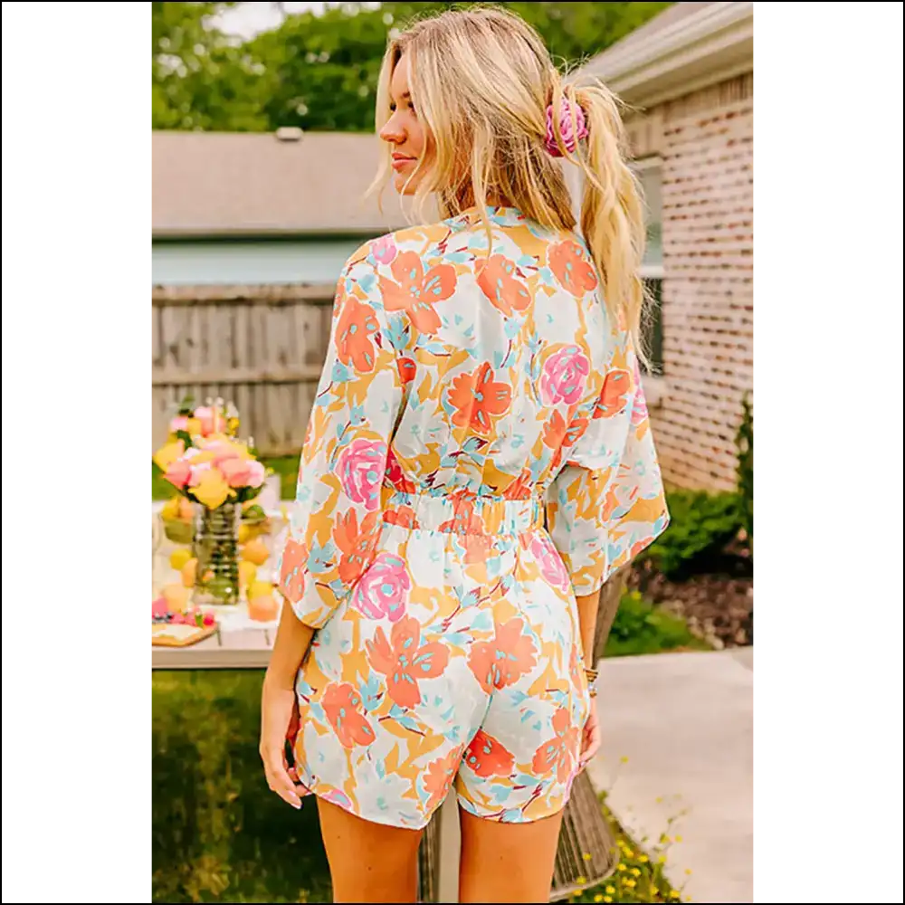 Orange Floral Romper: so Vibrant It’s Practically Illegal 🧡 - Rompers Jumpsuits & on Sale Worldwide Shipping