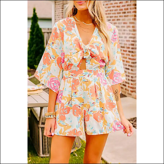 Orange Floral Romper: so Vibrant It’s Practically Illegal 🧡 - s - Rompers Jumpsuits & on Sale Worldwide Shipping