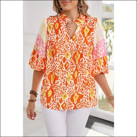 Orange Leopard Blouse: Needful Things Made you do it 😈 - s - Blouses on Sale Worldwide Shipping