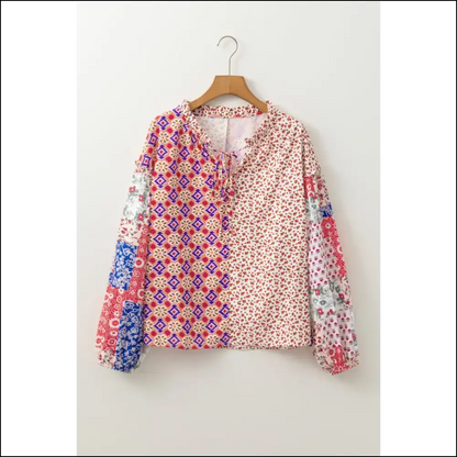 Orange Mixed Floral Patchwork: Needful Things’ Oops I’m Fabulous’ Blouse 🌼 - Blouses on Sale Worldwide Shipping