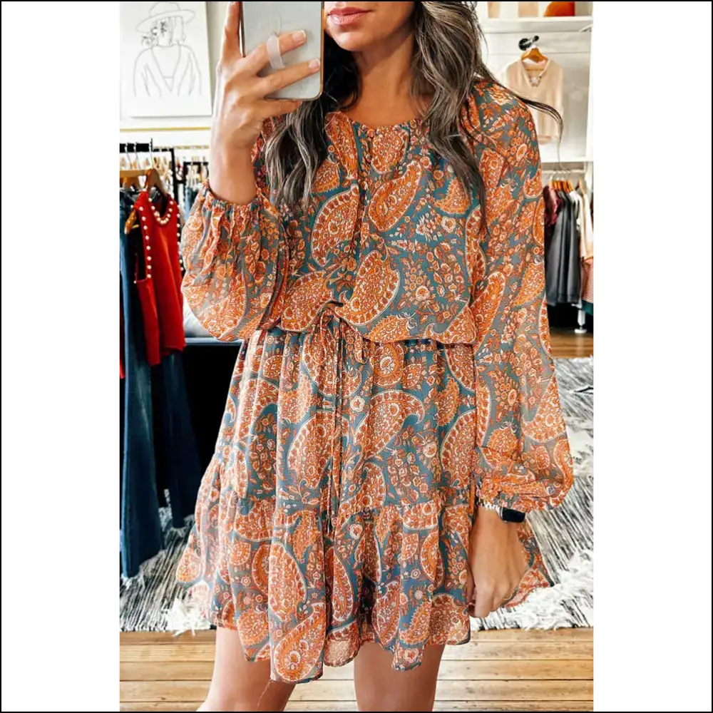 Orange Paisley Mini Dress: Prepare for Maximum Fabulousness from Needful Things 😈 - s - Short Dresses on Sale Worldwide Shipping