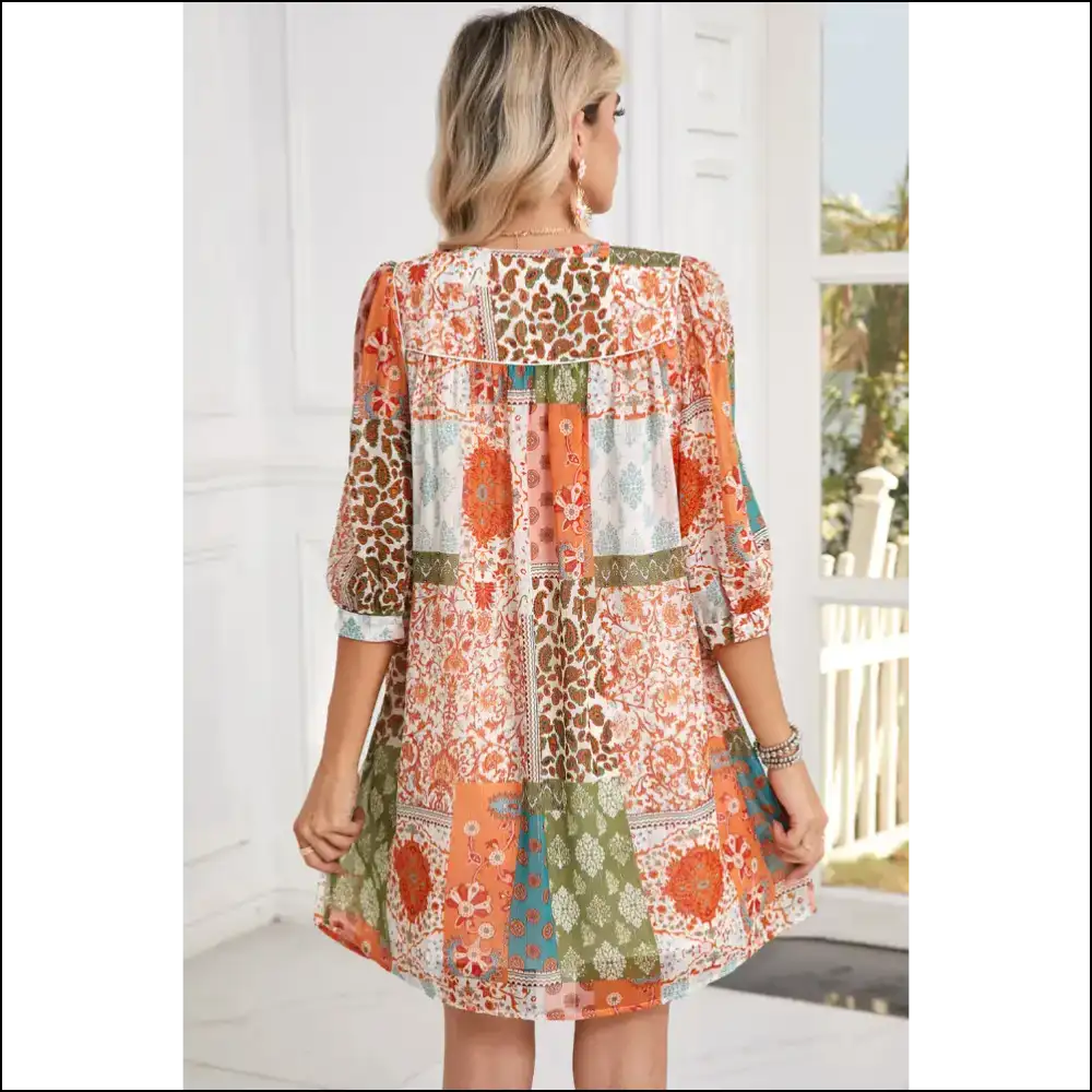 Orange Paisley Print Dress: Boho Chic Goddess Gone Wild! 🤪 Needful Things - Short Dresses on Sale Worldwide Shipping