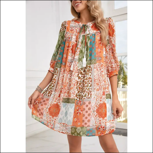 Orange Paisley Print Dress: Boho Chic Goddess Gone Wild! 🤪 Needful Things - s - Short Dresses on Sale Worldwide Shipping